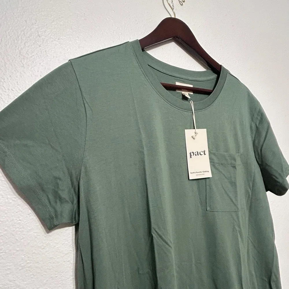 NWT Pact Dark Forest Green Softspun Short Sleeve Tee Dress Womens Size XL - Picture 5 of 11